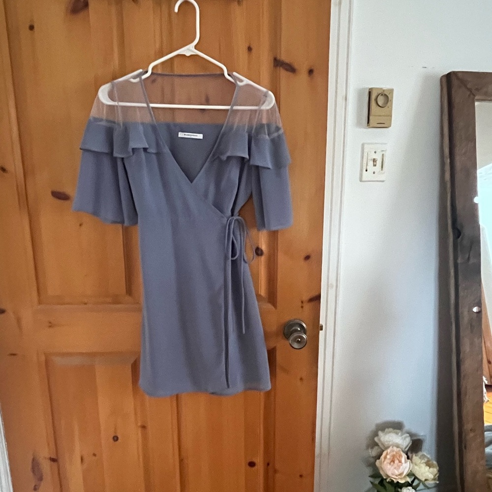 Glamorous Blue Gray Off-Shoulder Mini Dress